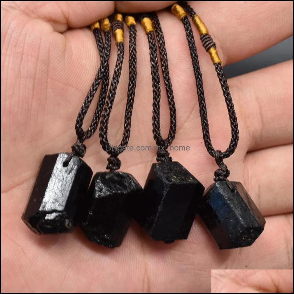 10/PCS natural black tourmaline pendant necklace plating crystal necklace chakra crystal healing stone pendant 18-23mm