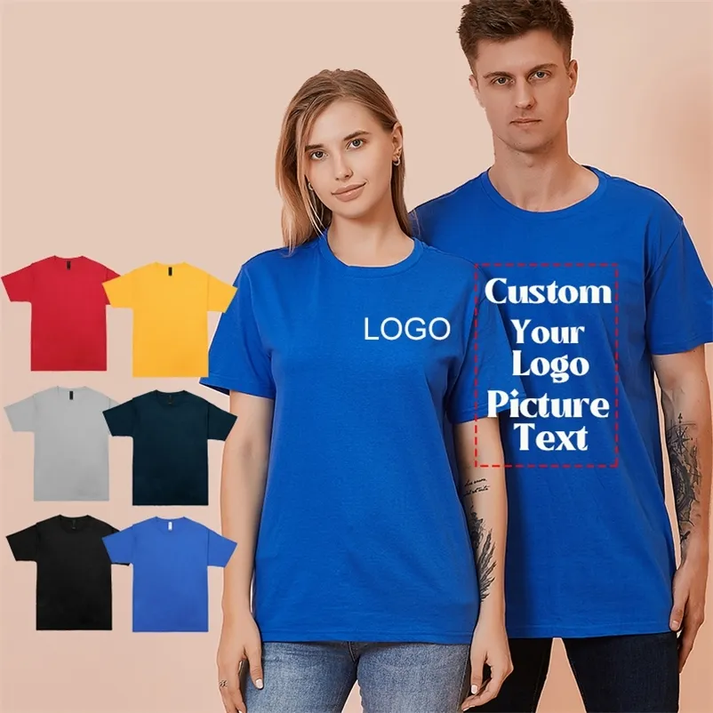 Customized Print Your Own Design Unisex T Shirts 100% Cotton Men Shirts Summer Woman Travel Clothes Sports Top Diy 220609