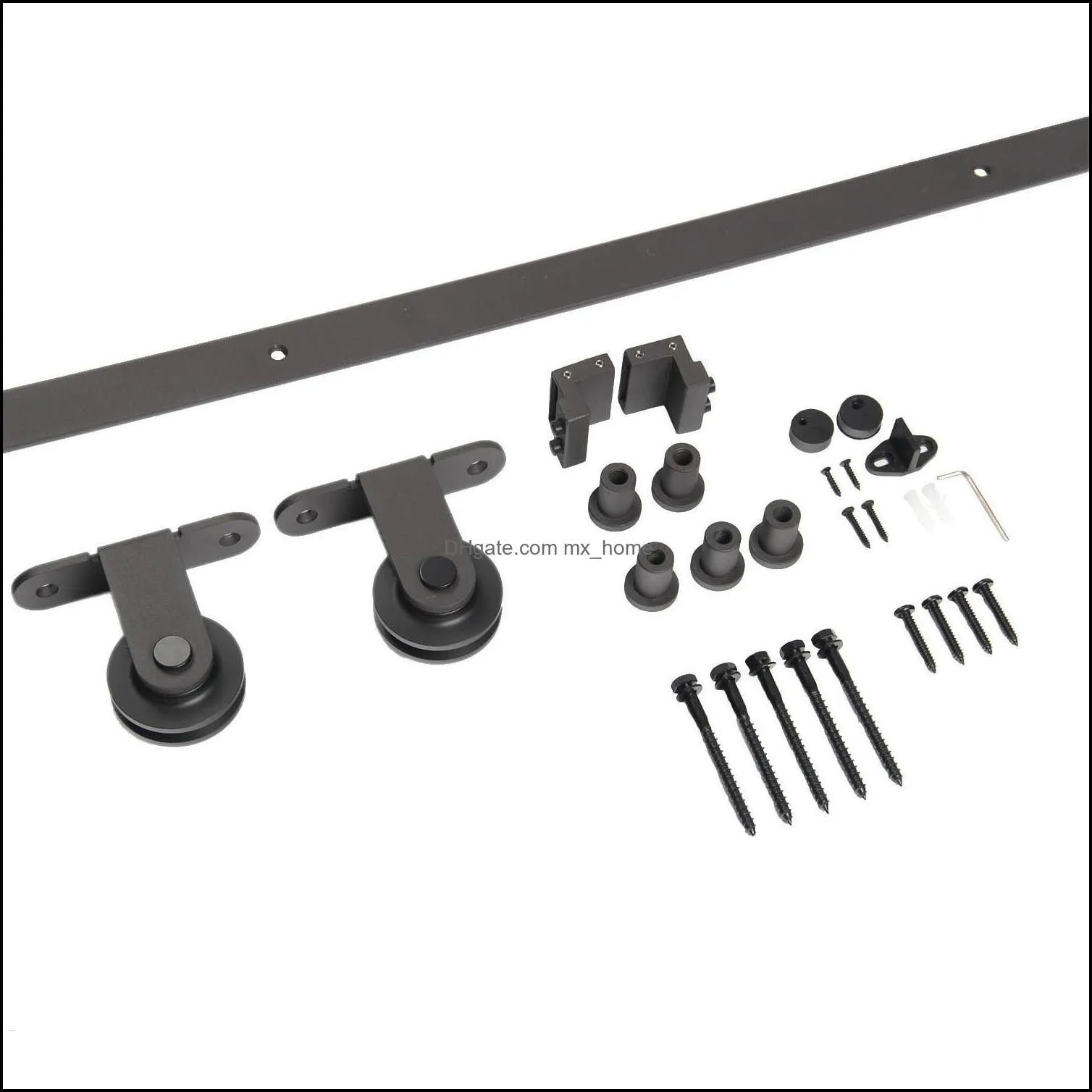 4-8.2FT Aero Rustic Steel BlackSliding Barn Door Hardware Track Kit Set Antique Interior Top Mounted Single Wood