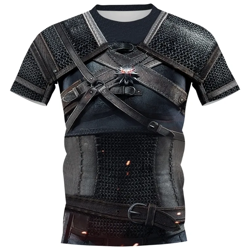 Cloocl Men T-shirt Viking Tattoo Armor 3D Wzór drukowany Koszula unisex krótkie rękaw HARAJUU Casual Streetwear Tops 220504