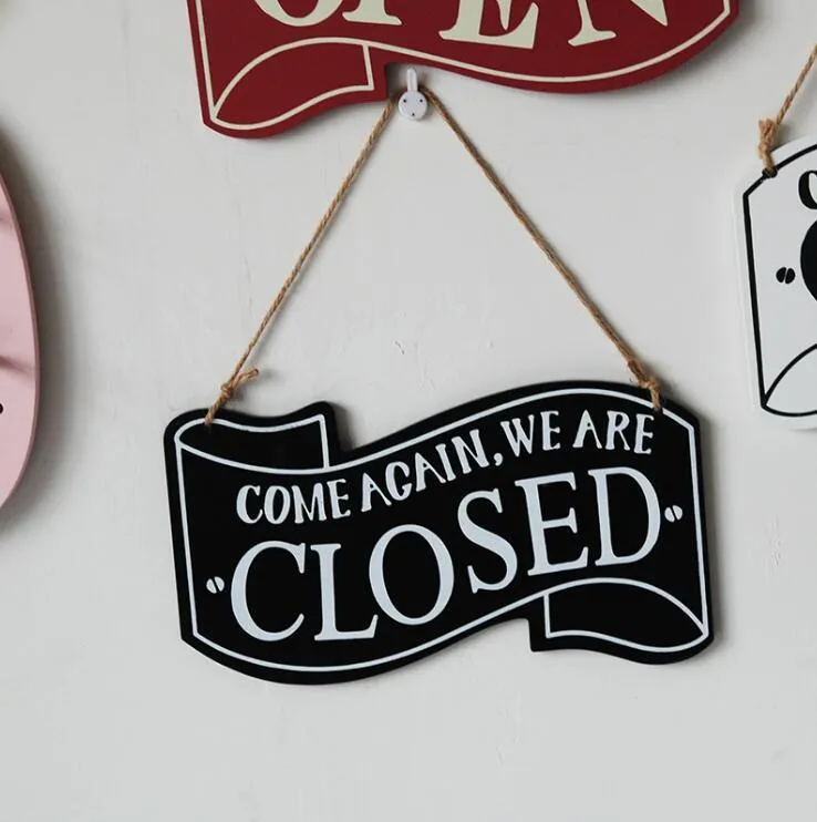 Wooden Open Closed Sign Novelty Items Coffee Shops Wood Hanging Double Sided Vintage Business Signs for Shop Door Window