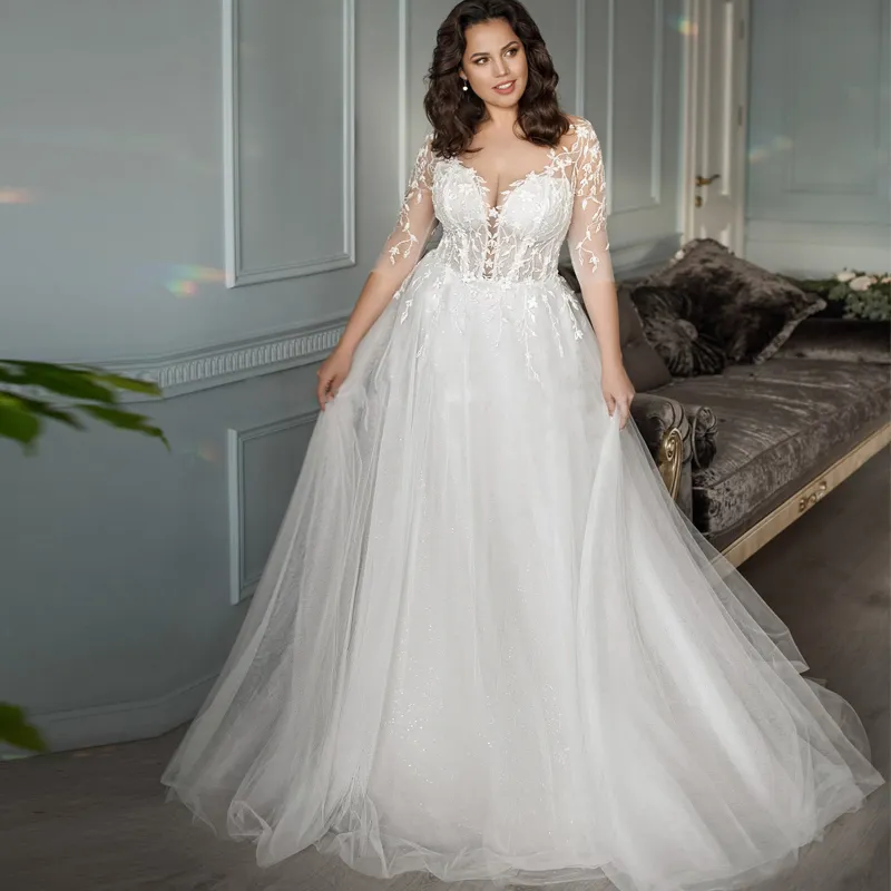 Bohemian White Plus Size Beach Wedding Wedding dress with Sleeves with Floral Applique and Half Sleeves Bohemian White Plus Size Beach Wedding Wedding dress with Sleeves with Floral Applique and Half Sleeves