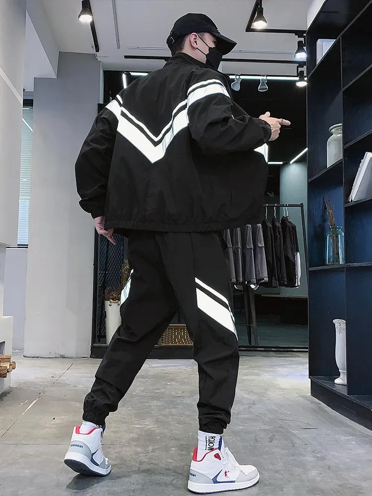 Mens Tracksuits 2022 Spring Fashion Reflective Tracksuit Men Sportswear  Casual Sweat Suits Jacket+Pants Jogging Sets From Zanzibar, $45.18