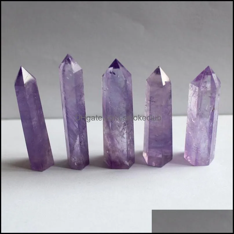 Natural Purple Crystal Quartz Tower Point Arts Obelisk Wand Healing Crystal 5cm 6cm 7cm