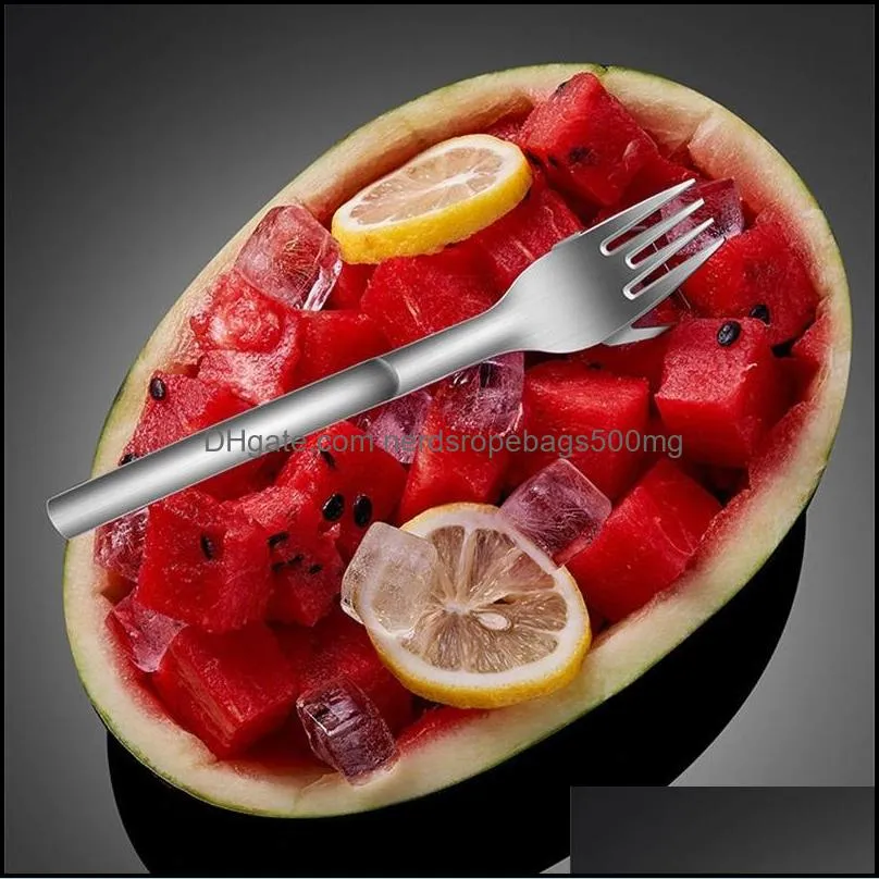 Vegetable Tools Multifunction 2 In 1 Stainless Steel Fruit Fork Watermelon Slicer Cutter Tableware Kitchen Gadgets B3