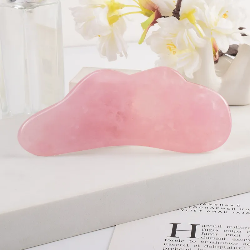 Fabrik grossistpris ansiktslyftande vård 100% natursten massager rose kvarts gua sha brädet skönhet gua sha ansikts verktyg spa akupunktur skrapning läkning