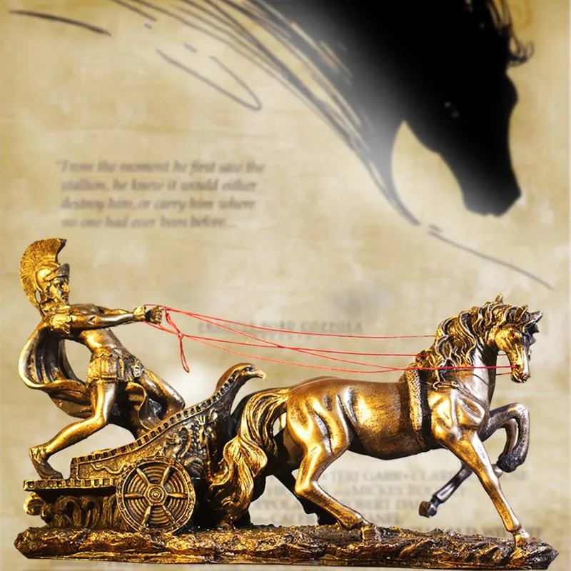 Decorative Objects & Figurines Ancient Roman Spartan Chariot Statue Model Decoration Vintage Home Decor Resin Collection Crafts Bar Desk Fig