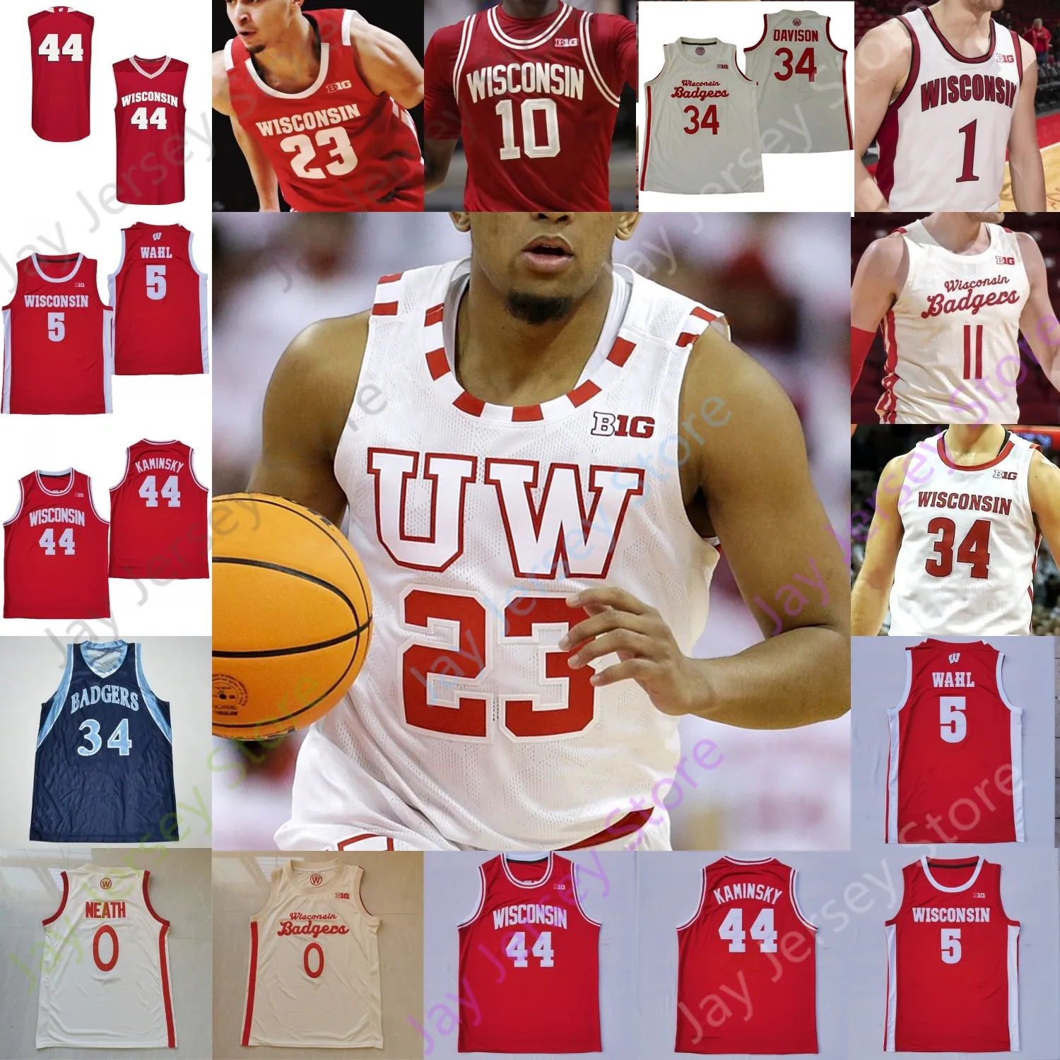 Trikots Wisconsin Badgers Basketballtrikot NCAA College Nate Reuvers Brad Davison Tyler Wahl Ben Carlson Jonathan Davis Lorne Bowman II Crowl King