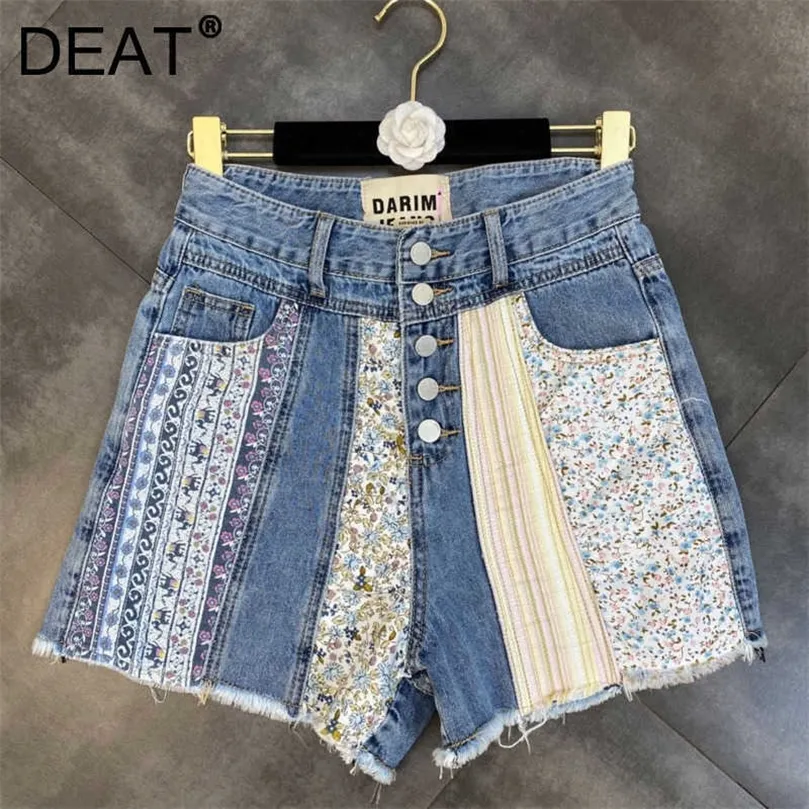 Deat Women Printing Patchwork Burrs Shorts High Weist Fashion مزاج ربيع الصيف 11d1751 210709
