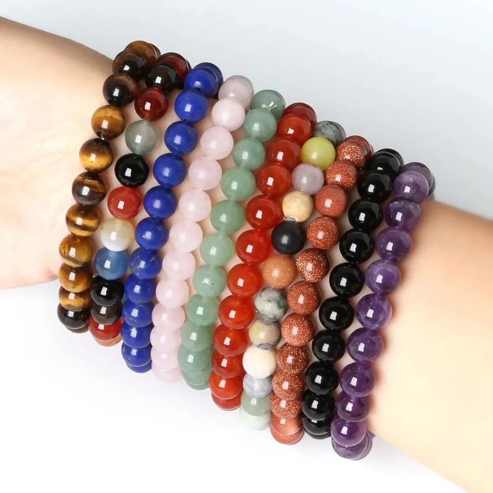 8mm Natural Stone Strands Bracelets For Women And Men 8mm Natural Stone Strands Bracelets For Women And Men