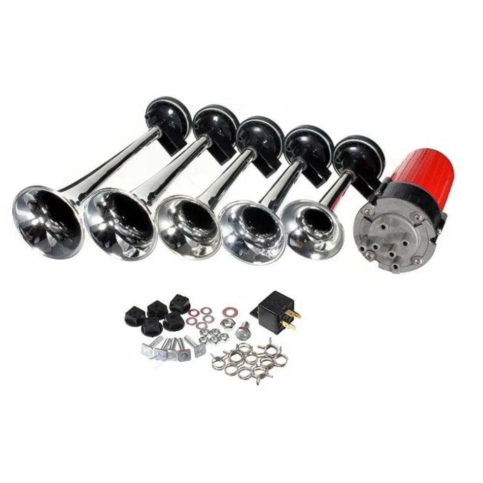 MUSICAL CAR AIR Horn 12 Volt La Cucaracha 5 Trumpets + Compressor $98