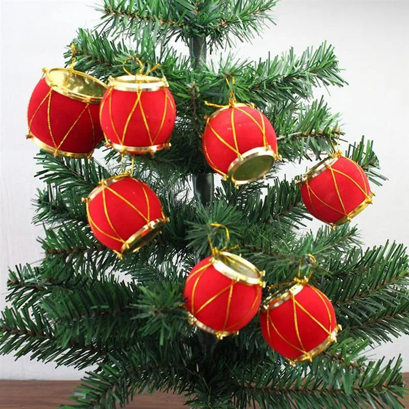 Juldekorationer 18st 30 mm träddekor mini trum xmas fest hängande prydnad för hem gåva.
