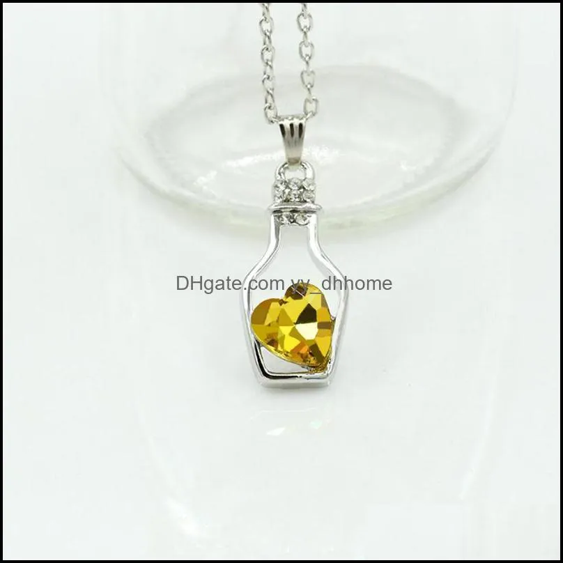 pretty love drift bottles pendant necklace vintage collares mujer heart crystal pendant necklac yydhhome