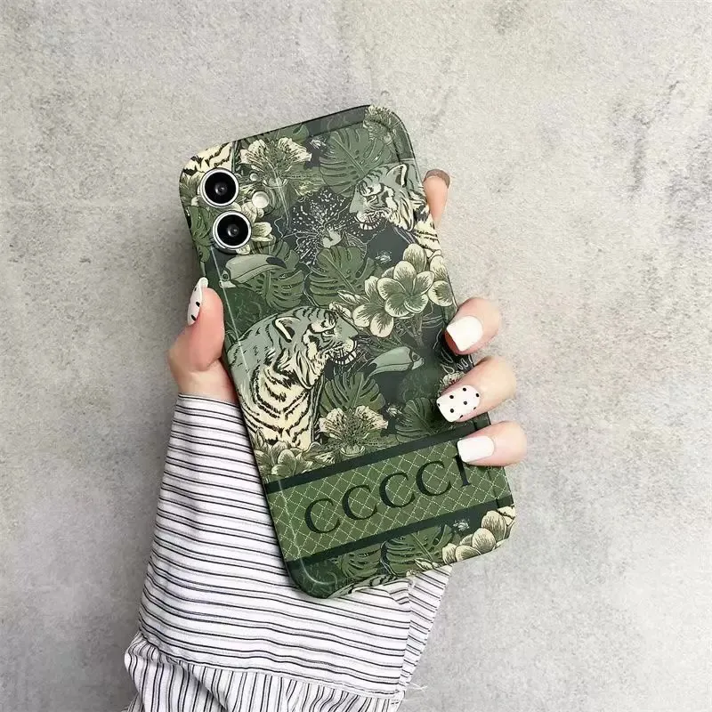 Zielony las luksusowy projektant etui na telefon klasyczny list moda marka odporne na wstrząsy etui na telefony wysokiej jakości dla iPhone 14 12 13 Pro Max 7 8 Plus