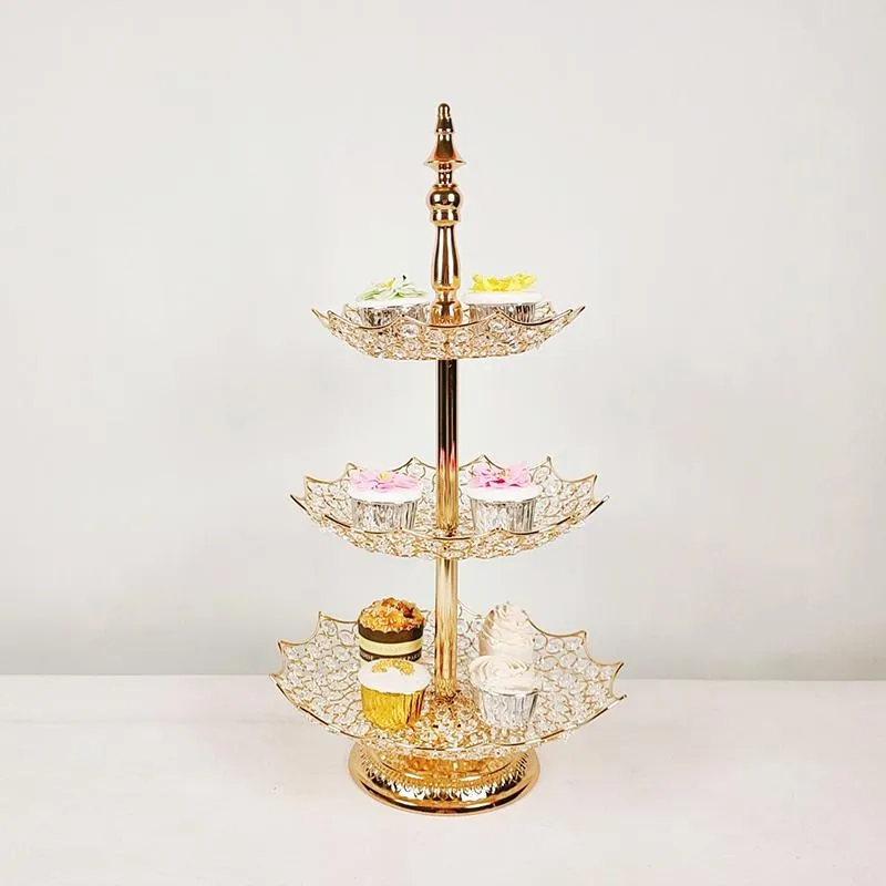 Other Bakeware 1pcs 3 Tiers Cupcake Stand Gold Wedding Tray Mirror