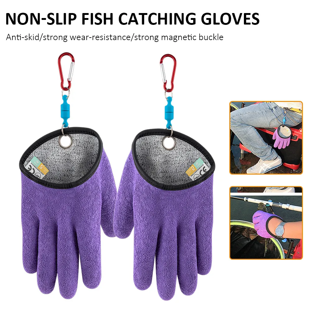 Fishing Gloves Anti-Slip Protect Hand from Puncture Scrapes Fisherman  Professional Catch Fish Latex Hunting Glove Left Right Hand