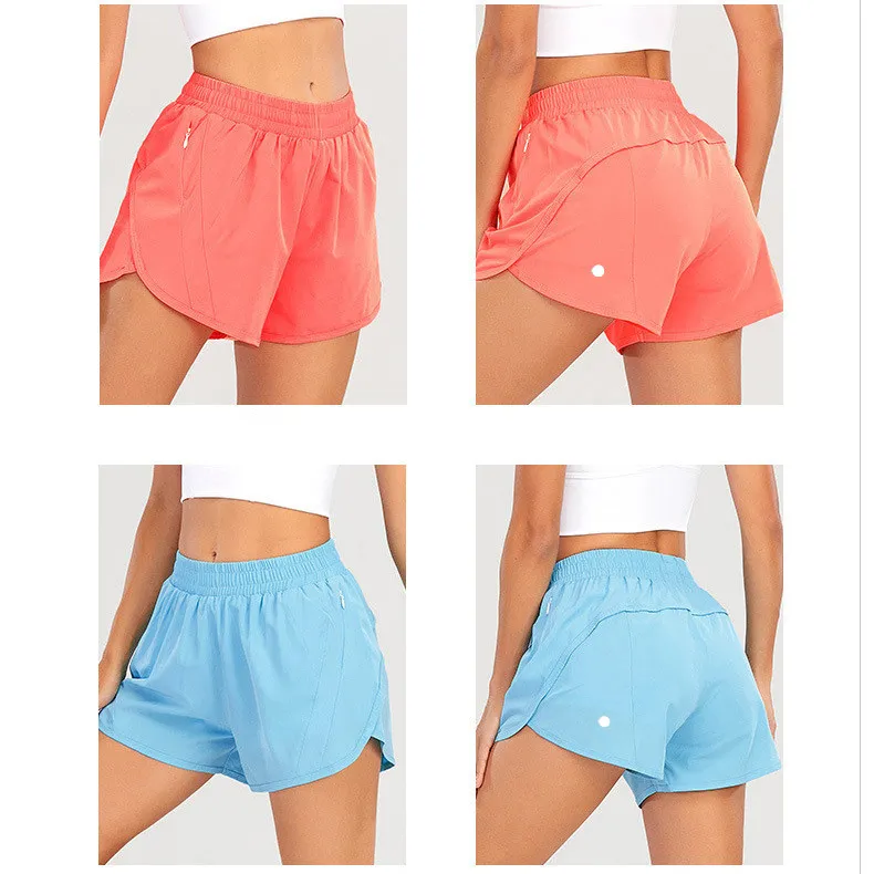 LU-0160 Womens Yoga Outfits High Waist Shorts Exercise Short Pants Fitness Wear Girls Running Elastic Adult Pants Sportswear