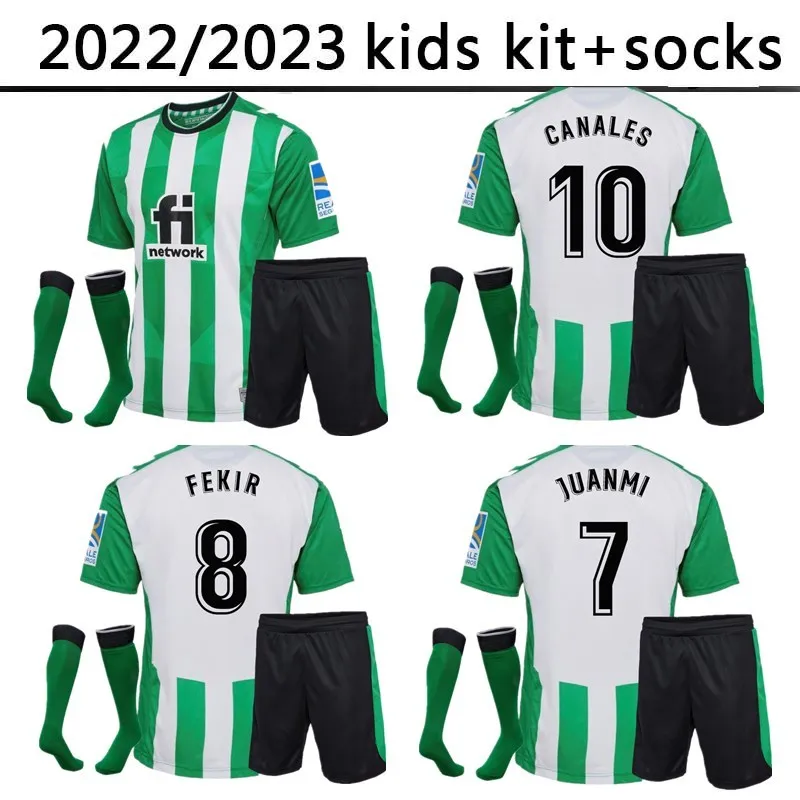 Maglie da calcio 22 23 REAL BETIS JUANMI B.IGLESIAS KIDS KIT SOCKS JOAQUIN CANALES FEKIR SHIRT COLLEGNO ALEX MENENO WILLIAN