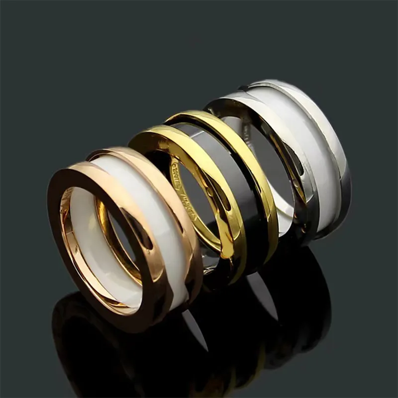 2022 خاتم مصمم الأزياء للرجال والنساء كلاسيكي حلقة واحدة سيراميك 316L التيتانيوم الصلب خاتم الزوجين