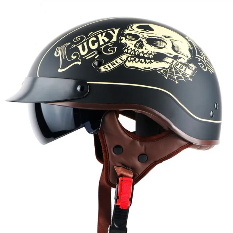 Harley Brim Casque de moto rétro Demi-visage Moto Crash Casque de moto Casco