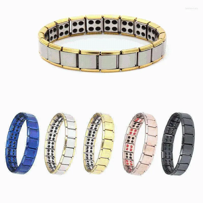 Pulseira de equilíbrio de energia de turmalina de corrente de elos pulseiras magnéticas elásticas de aço inoxidável para mulheres Jóias poderosas e saudáveisLink LinkLink Lars22