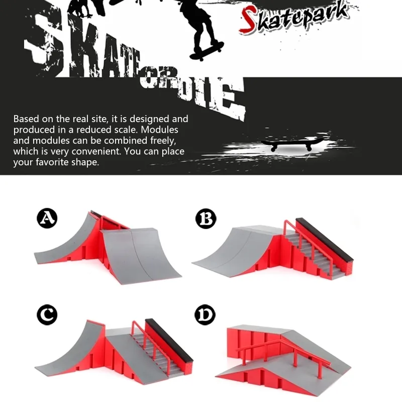 Conjunto de acessórios de rampa de skate dedo, dedo do skate park kit rampa  de dedo skates suportes de treinamento para crianças e crianças (a)