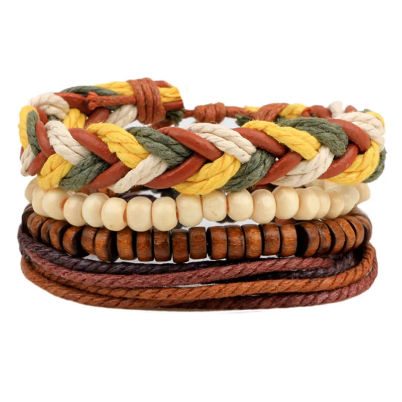 Ручная веревка для веревки с плетеной многослойной шарм -браслеты, установленные для мужчин, регулируемые брюшные вечеринка, украшения для вечеринки, украшения