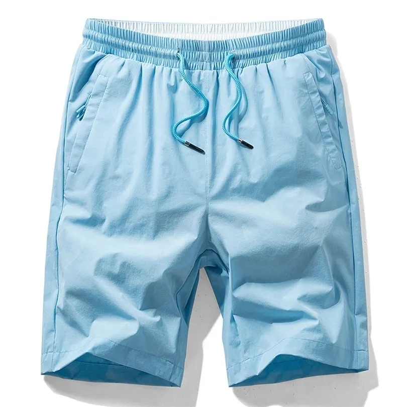 Män sommarstrandshorts elastiska midja män fast färg shorts snabb torr andas multikolorer manliga shorts byxor t200422