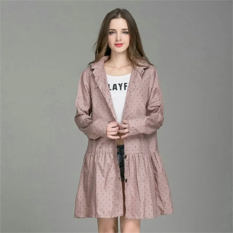 Mode femmes légères imperméable avec chapeau Laydies robe style manteau de pluie imperméable veste de pluie 210320