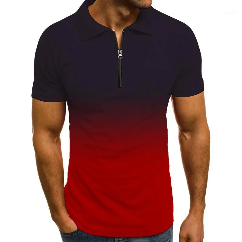 Mäns Polos Skjorta Män Sommar Slim T-shirt Kortärmad Gradient Casual Business Clothes Luxury Tee Märke