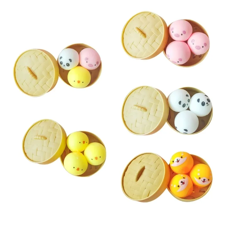 4In Fidget Toy Portable Stuffed Bun Soft TPR Gadget Novelty Gift Realistic Dumpling Squishy Ball for Toddler Anti Stress 220531