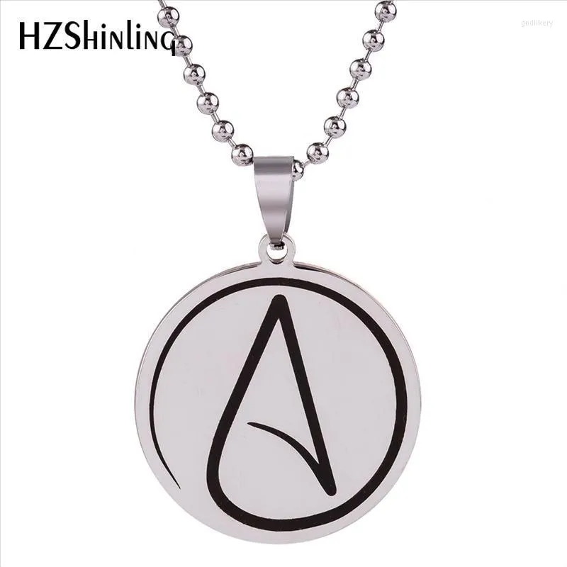 Kedjor ateist symbol hänge antitheist halsband rostfritt stål kedja smycken mode gåvor män kvinnor hz7chains chainschains gudl22