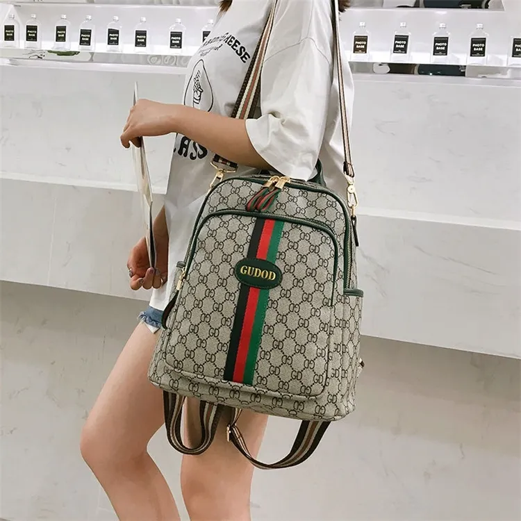 European American high sense double shoulder new simple and versatile foreign style schoolbag women's fashion Purses Onlines