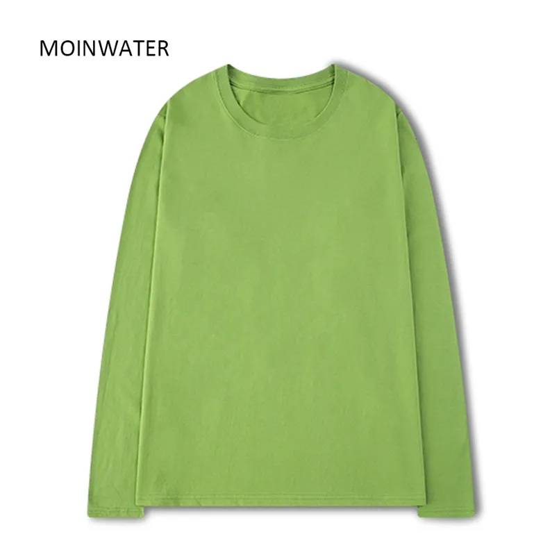 Moinwater Women 100 Cotton Long Sleeve T Shirts For Autumn Female Green Purple Spring Solid Tees Tops MLT2138 220728