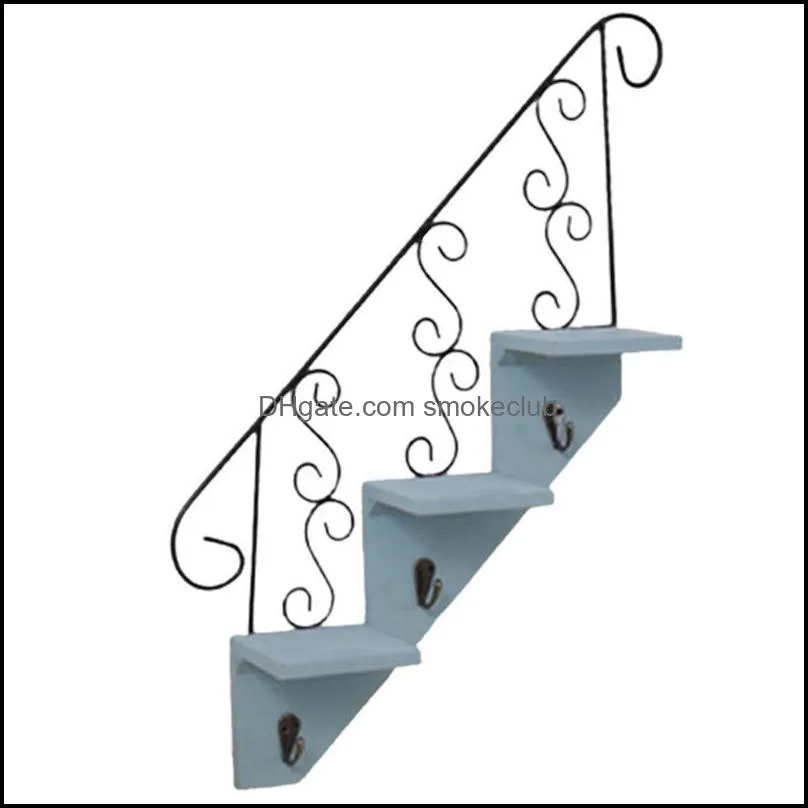 Kitchen Storage & Organization Restaurant Wall Decoration Hanging Hook Rack Wrought Iron Flower Stand Pot Stairs