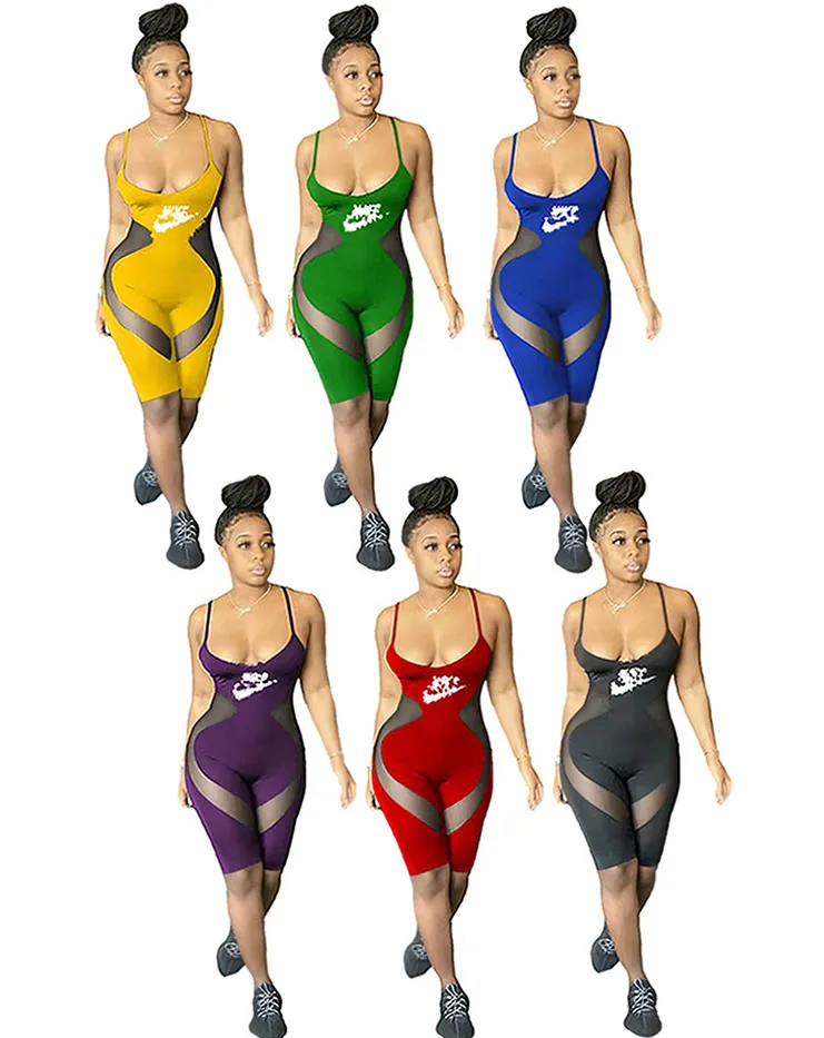 Romadores de designers shorts de macacão feminino roupas de verão mangas marcas de cores sólidas sexy marcas de moda por atacado para negócios k207