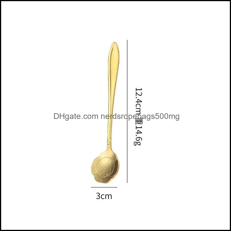 Gift spoon long cherry blossom spoon creative golden coffee stirring dessert flower wholesale