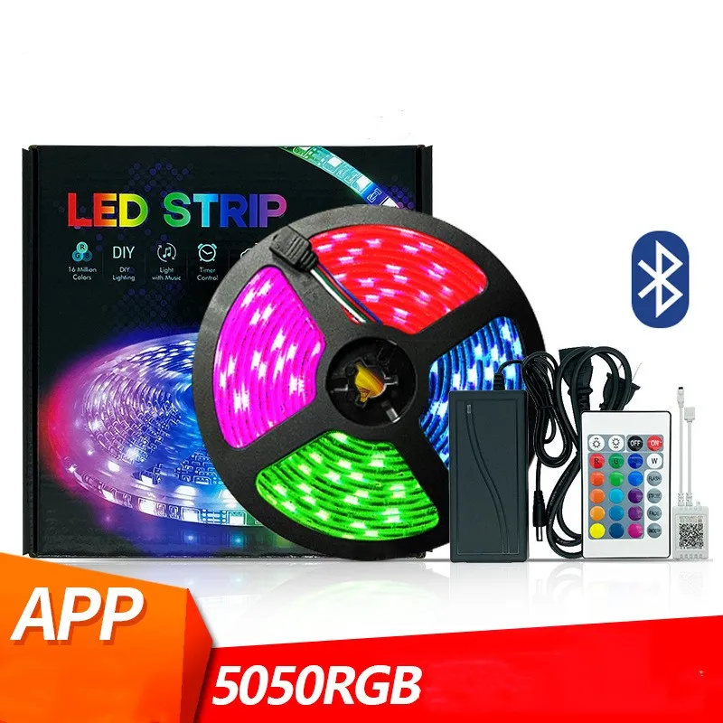 기타 축제 파티 용품 LED 라이트 스트립 5050RGB 에폭시 방수 12V 블루투스 앱 음악 2835 라이트 바 세트