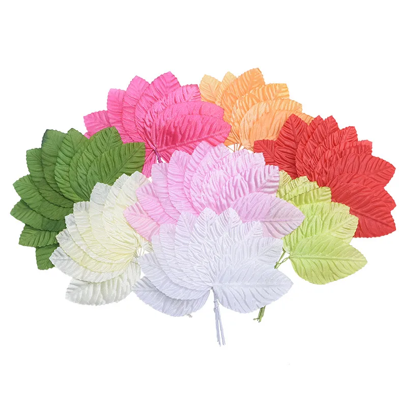 100pcs Colorful Simulation Silk Rose Leaf Fake Foliage for Party Home Wedding Decoration DIY Xmas Wreath Accessories Artificial Flower