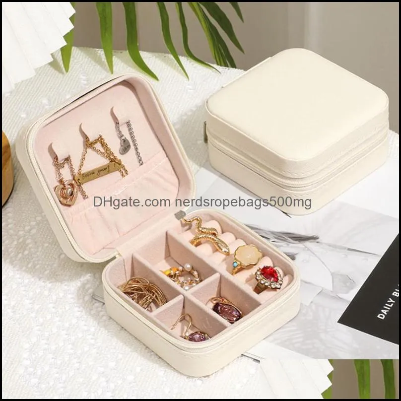 Party Gift packing box Zipper PU Leather Travel Jewelry Storage Box Rings Earrings Necklace Organizer RRE13763
