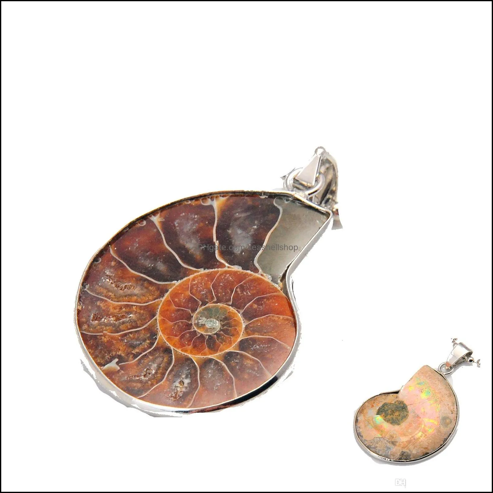 natural stone chrysanthemum fossil pendant silver plated bail men and women fashion jewelry popular minimalist style