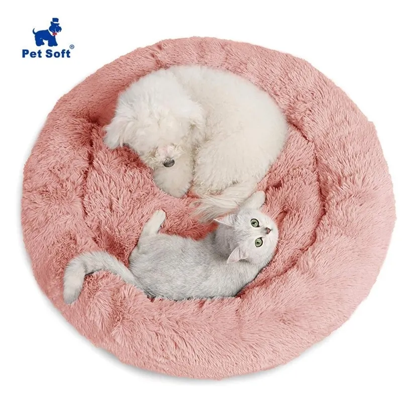 Pet morbido rotondo peluche riscaldamento gatto letto morbido lungo peluche migliori letti per cani per cani di piccola taglia gatti ultra morbido lavabile cuscino per animali domestici T200101