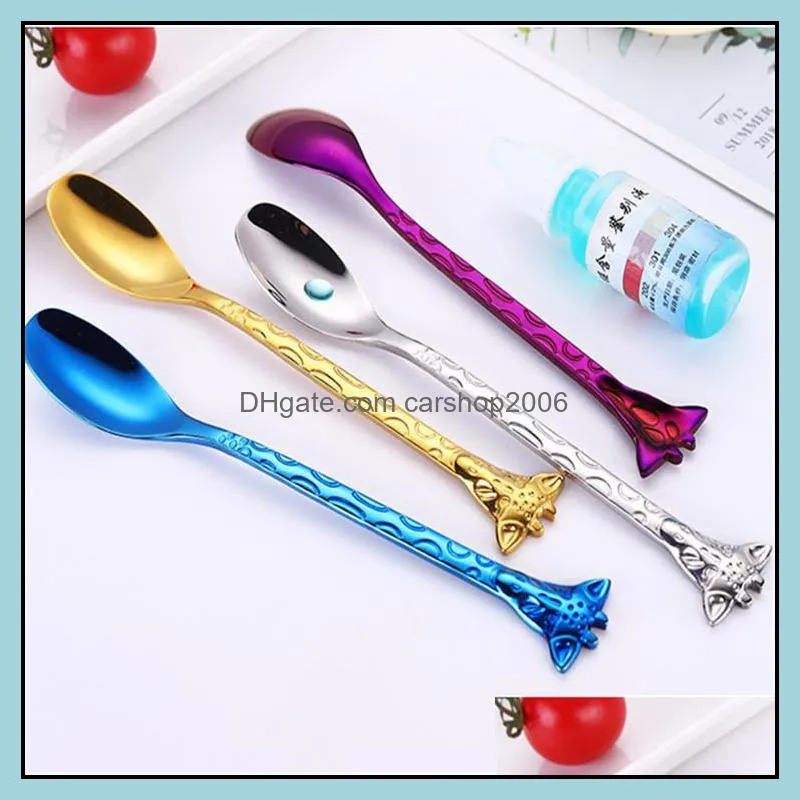 creative giraffe spoons forks gold forks spoons pvd plated colored stainless steel 304 dessert forks spoons