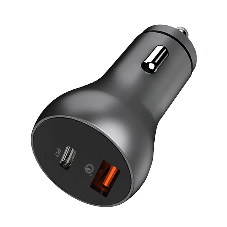 Car Phone Charger with Type C PD20W USB A QC 3.0 18W Outlet Aluminum Alloy Socket Fast Charging Adapter for Apple iPhone 11 12 13 Pro Max Samsung Galaxy S20 S21 S22