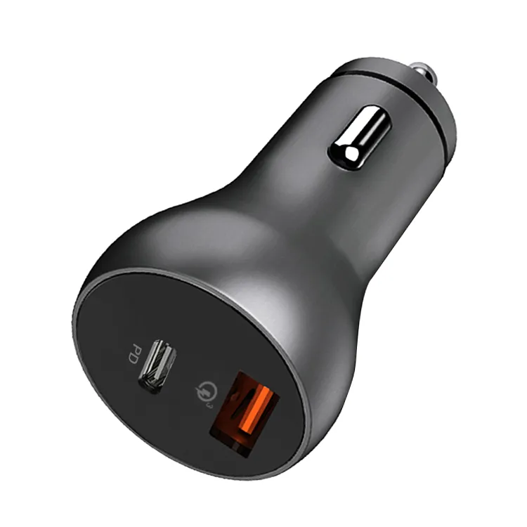 Car Phone Charger With Type C PD20W USB A QC 3.0 18W Outlet Aluminum Alloy Socket Fast Charging