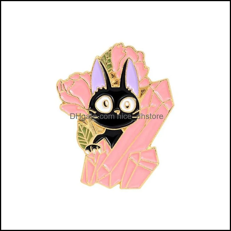 black cat jiji enamel pins cartoon movie brooches custom animal badge for bag hat clothes lapel pin collar jewelry gift kids