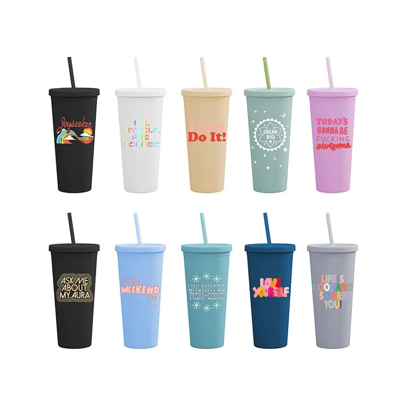 Vendita all'ingrosso!Tumbler in plastica acrilico a doppia parete 22 once 20 colori sportivi tazze smerigliate di merci per mare portatili min