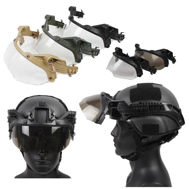 Utomhus Tactical Fast Wing Rail Side Mount Helmet Goggles Solglasögon Paintball Shooting Face Protection Gear No02-109