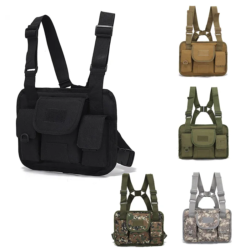 Outdoor Sports Gear Combat Assault Bag Tactical Chest Rig Pouch with Strap Multi-functional Vest NO17-425