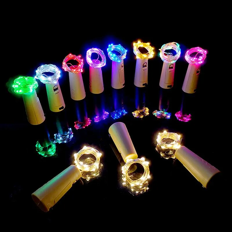 Strings 10pcs/lote led garrafa de cortiça lâmpada para férias de férias de férias de fios de fio Luz 1m 2m 3m 10/20/30LEDS Garland Fairy Lightled